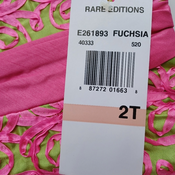 Rare Editions Soutache Bonaz Taffeta A-line Special Occasion Dress Pink Green 2T - Picture 12 of 12
